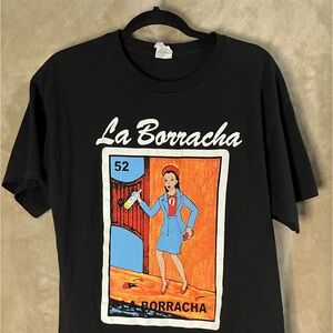 LA BORRACHA LOTERIA MEXICAN CARD GAME BLACK SHIRT